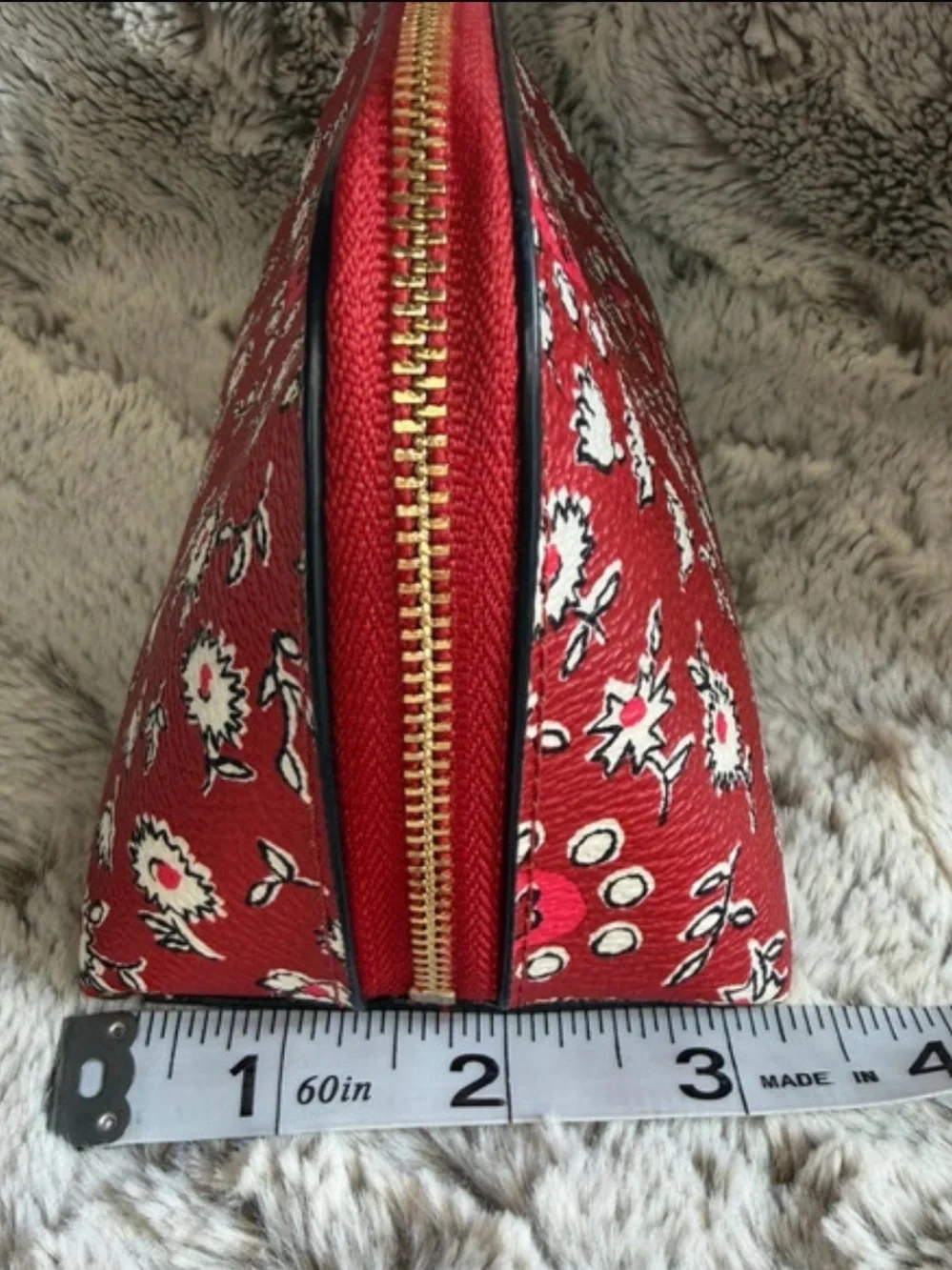 Coach Red Floral Small Cosmetic Pouch w/ Beauty Items